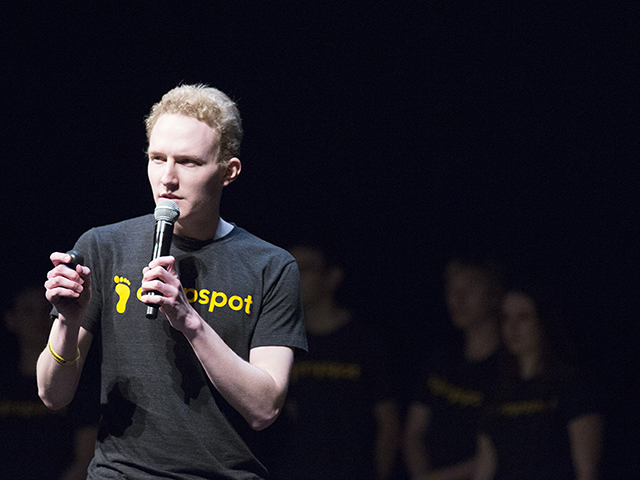 Scott Fitsimones participates in the Spark Tank Competition