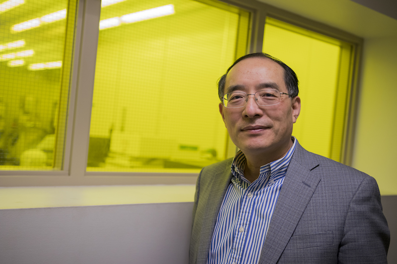 Portrait of Yong-Hang Zhang. Caption: Professor Yong-Hang Zhang is chair of NanoFab’s faculty governance board. The nanotechnology research and development facility has seen increases in the numbers of researchers and revenues from industry partners in the past few years. Photographer: Marco-Alexis Chaira/ASU