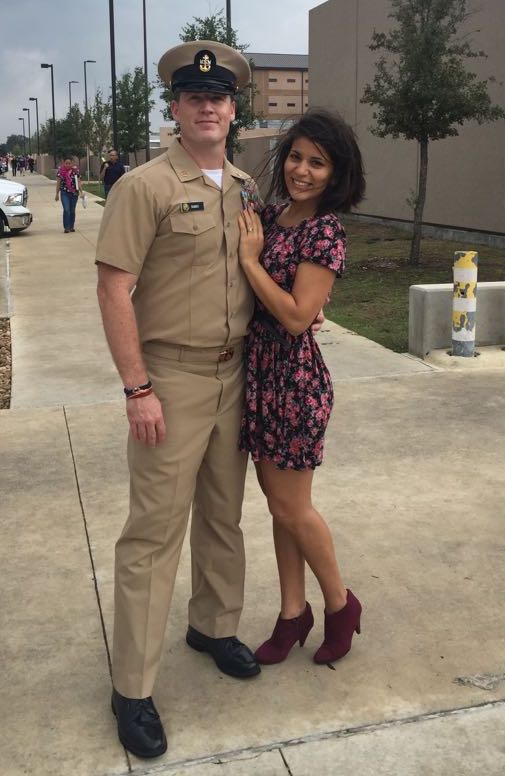Carl Harris with his wife. Caption: Carl Harris hopes to have his wife, Isabella (pictured here), his parents and sister with him when he comes to Arizona State University to receive a degree in engineering management. Photograph courtesy of Carl Harris.