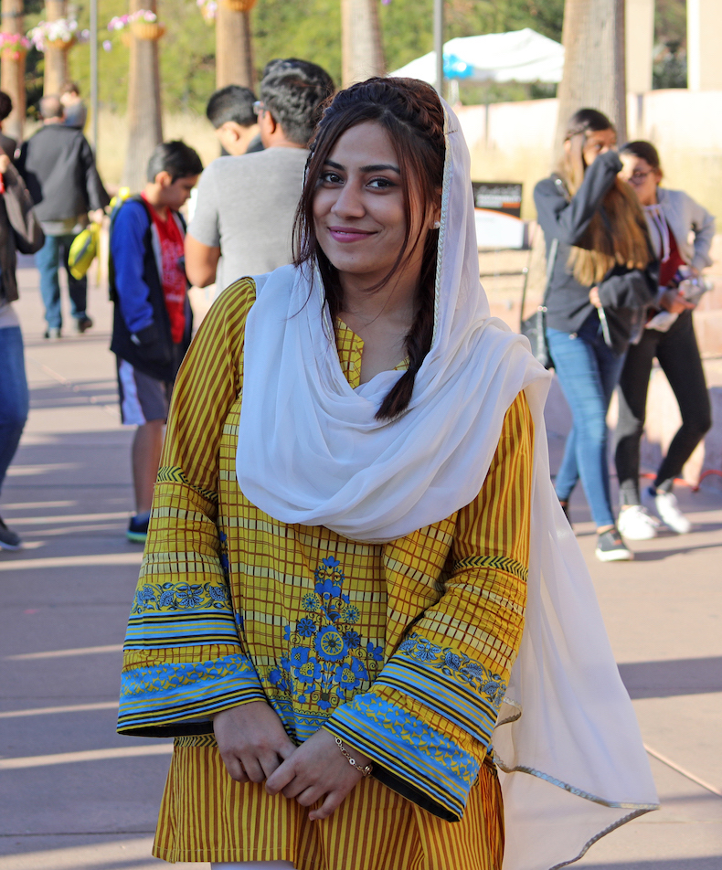 Photo of a woman standing in middle of walkway. Caption: Maria Kanwal, an exchange student from Pakistan’s National University of Science and Technology (NUST), was part of USPCASE's fifth cohort in spring 2018. Photo courtesy of USPCASE