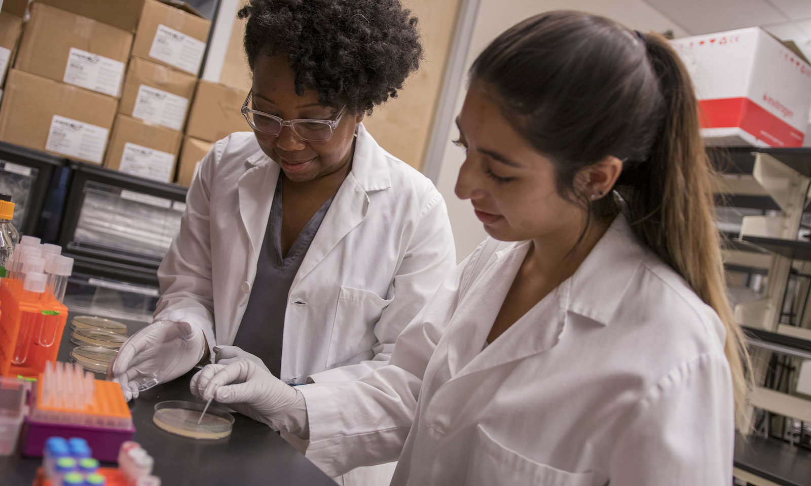 professor and student in a lab