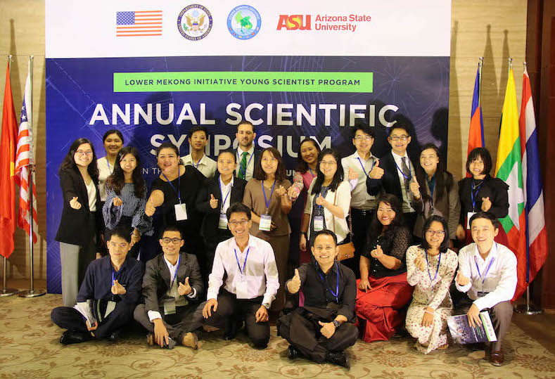 Large group of people posing 