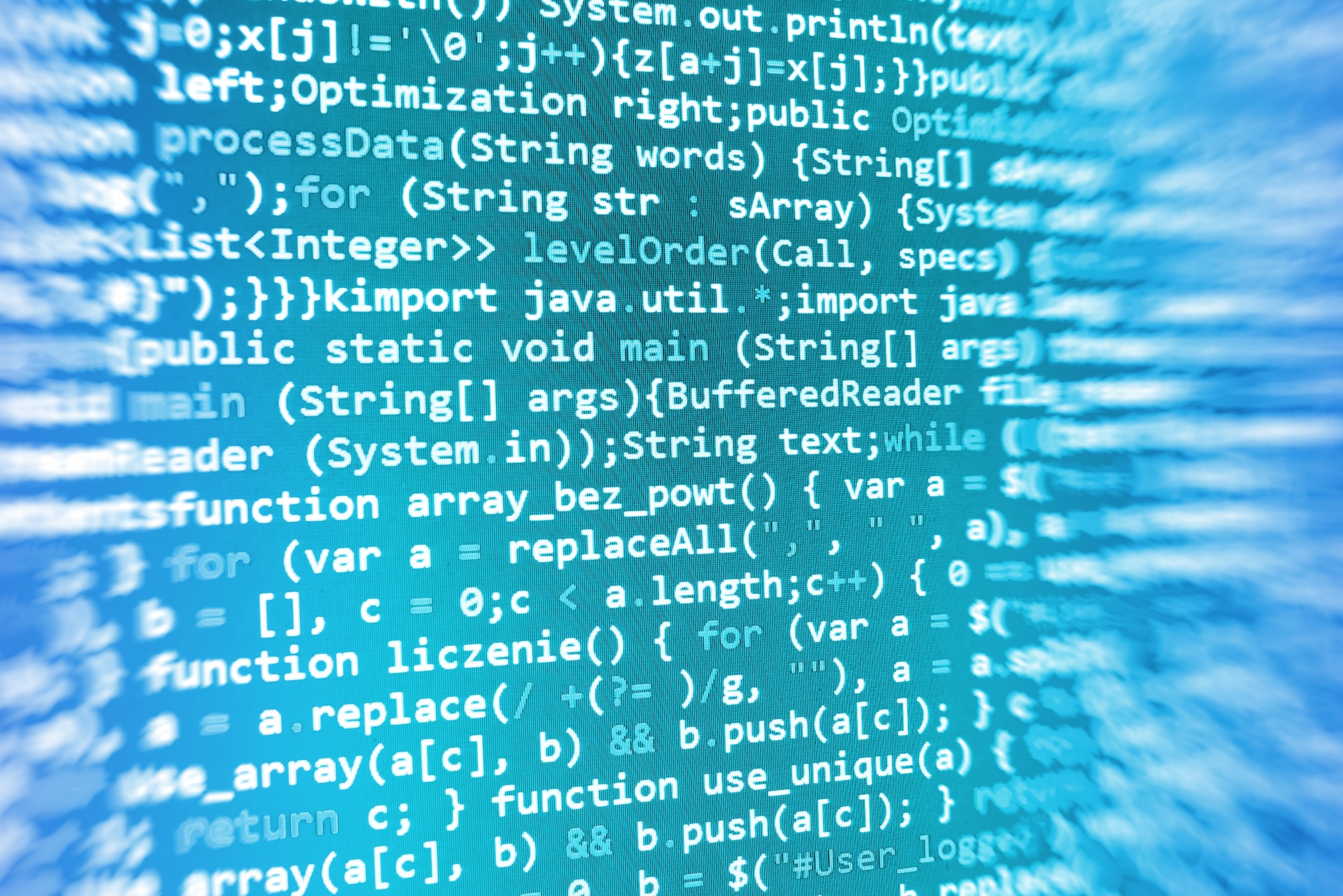 Java code on a blue background.