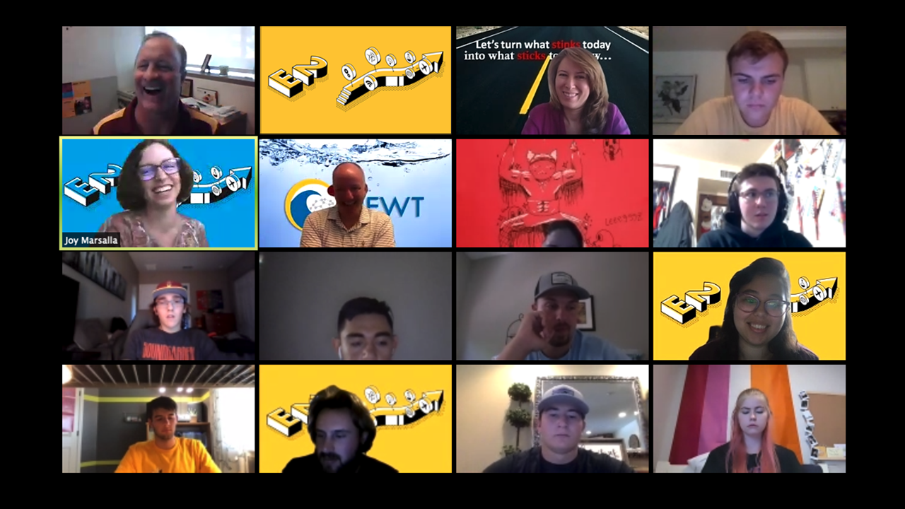 A screenshot of a Zoom meeting with 16 participants. Joy Marsalla, an ASU alumna, is highlighted as the speaker.