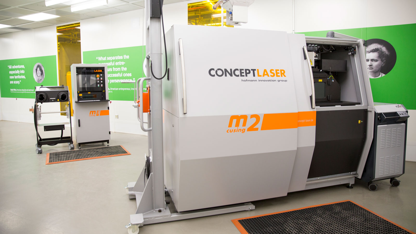 Metal additive manufacturing equipment in the Additive Manufacturing Center on the ASU Polytechnic campus Innovation Hub.