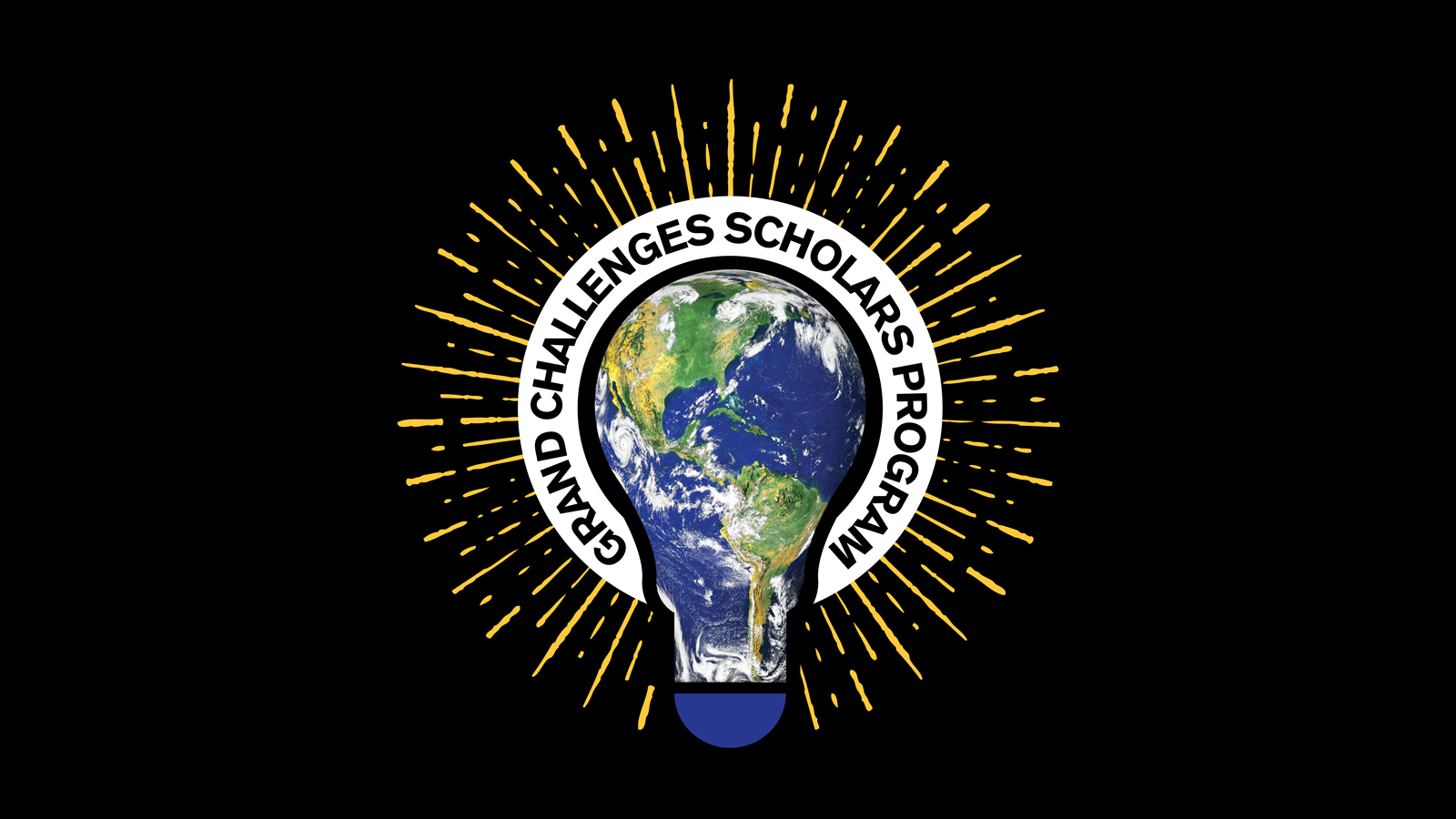 Lightbulb and Earth graphic with the words "Grand Challenges Scholars Program."