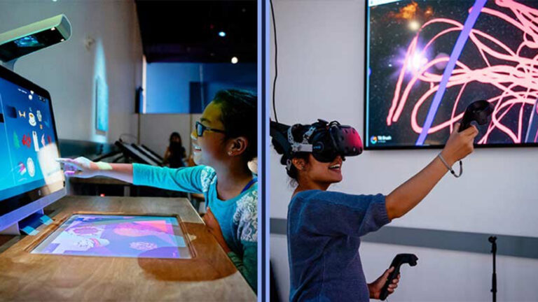 Two young individuals experiencing virtual reality