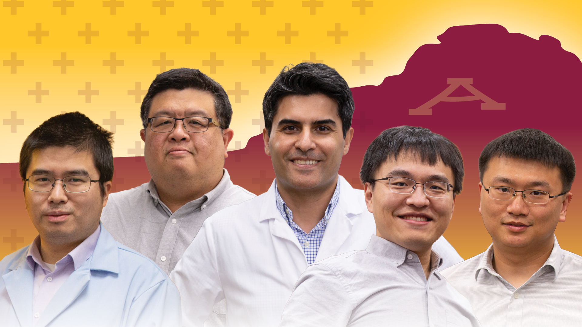 Graphic showing Five faculty members in the Ira A. Fulton Schools of Engineering.