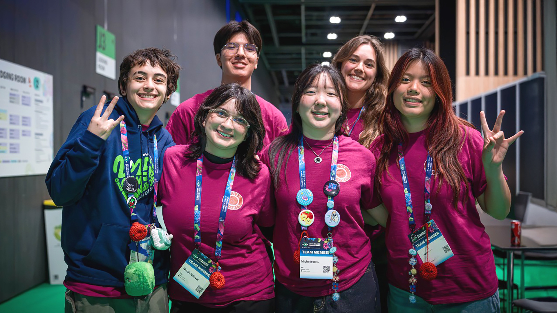 Six students from the ASU iGEM team pose for a photo while at the competition in Paris, France.
