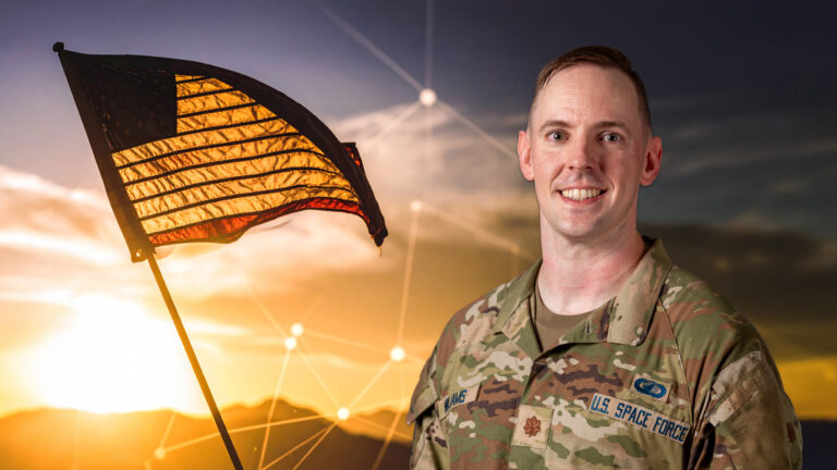 A portrait of U.S. Space Force Major Tyler T. Williams.