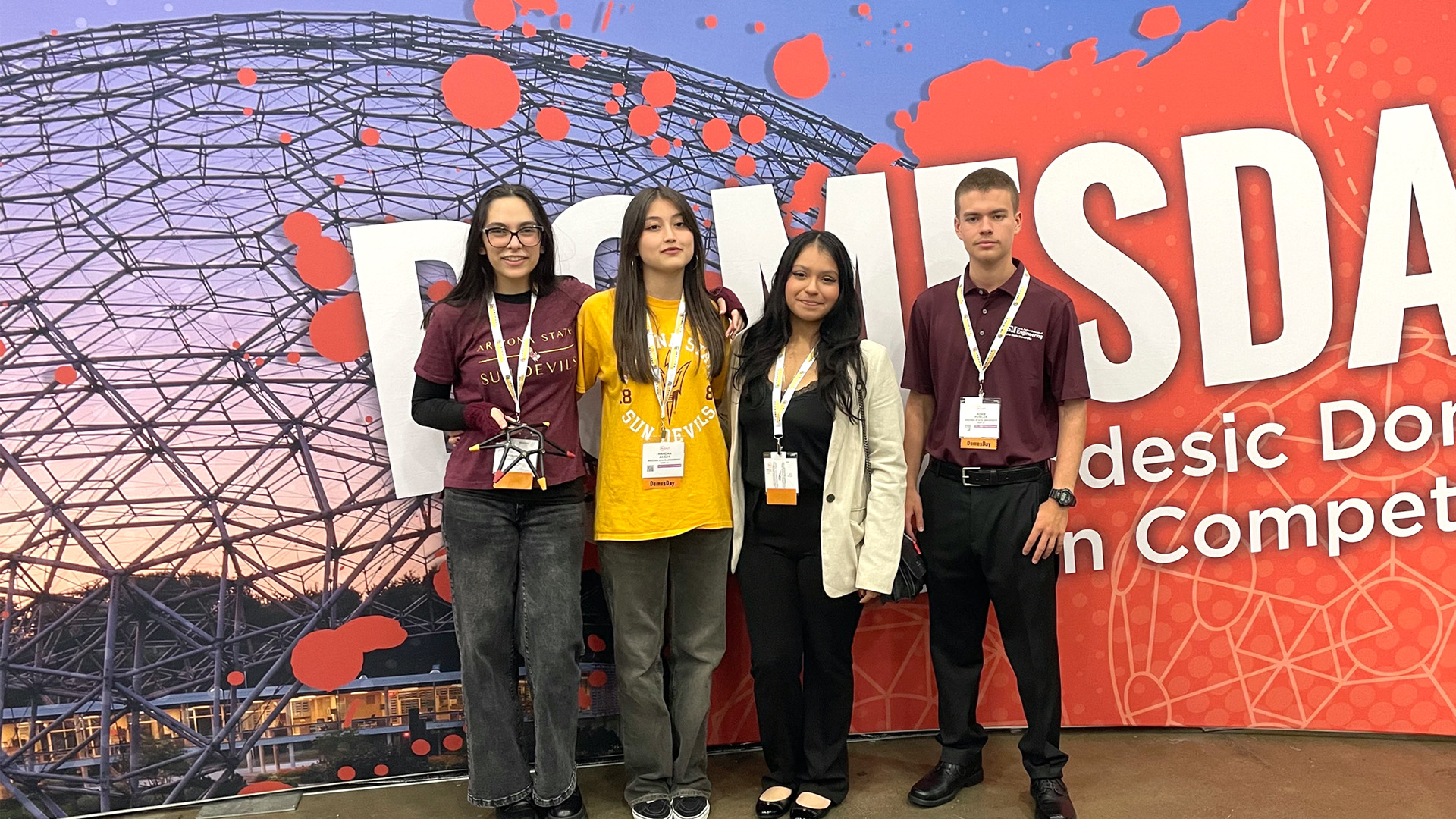 four students at DomesDay competition