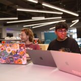 students working in Next Lab in the Creativity Common at ASU