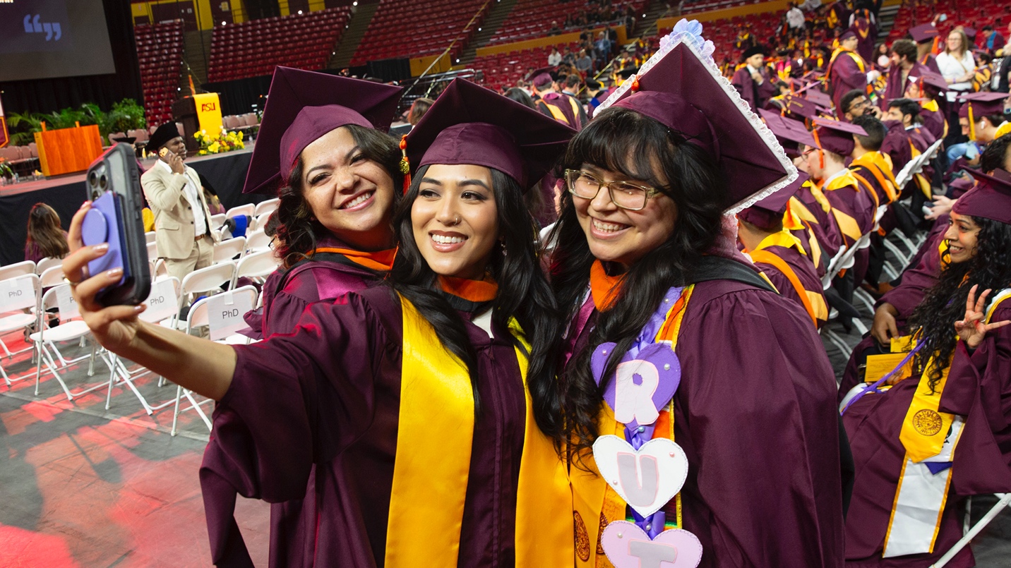 Salina Valentin, Mae Louise Geiskopf and Ruth Chave at convocation
